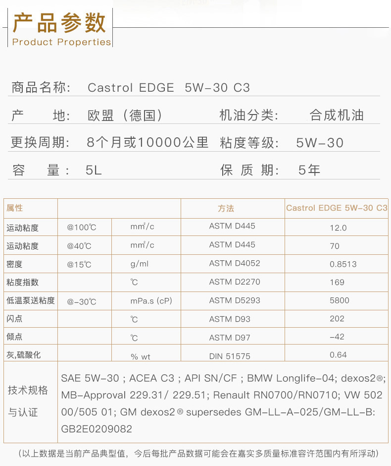 嘉實多 全合成機油 極護EDGE FST 5W-30 C3 SN 5L裝-第3張圖片-鄭州市冠恒貿易有限公司【官方網站】-車用潤滑油服務專家