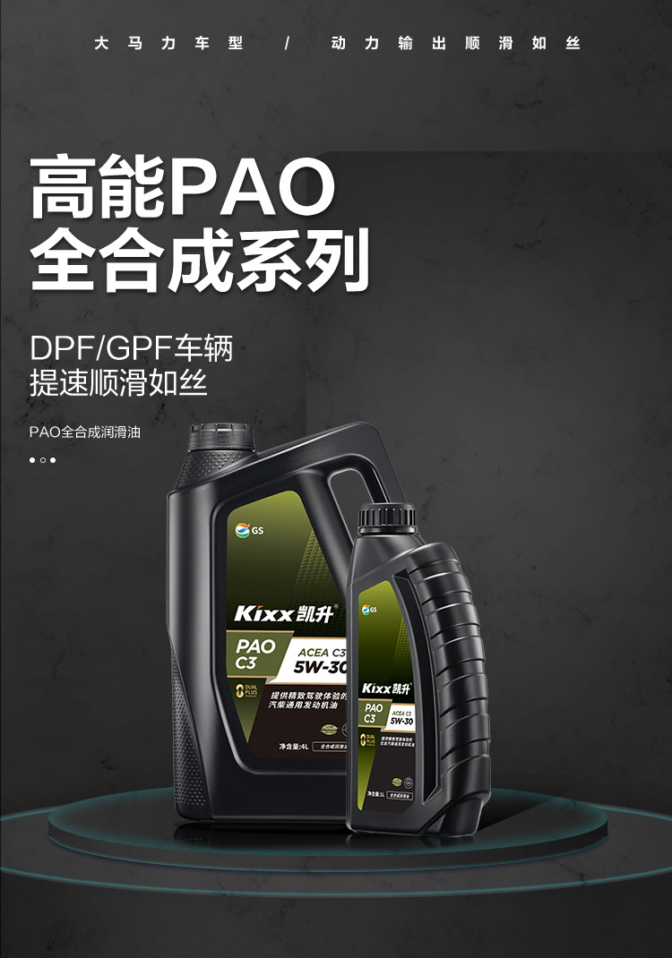 GS (Kixx) 凱升PAO全合成機(jī)油 5W-30 C3級(jí) 黑凱系列 4L-第1張圖片-鄭州市冠恒貿(mào)易有限公司【官方網(wǎng)站】-車用潤滑油服務(wù)專家